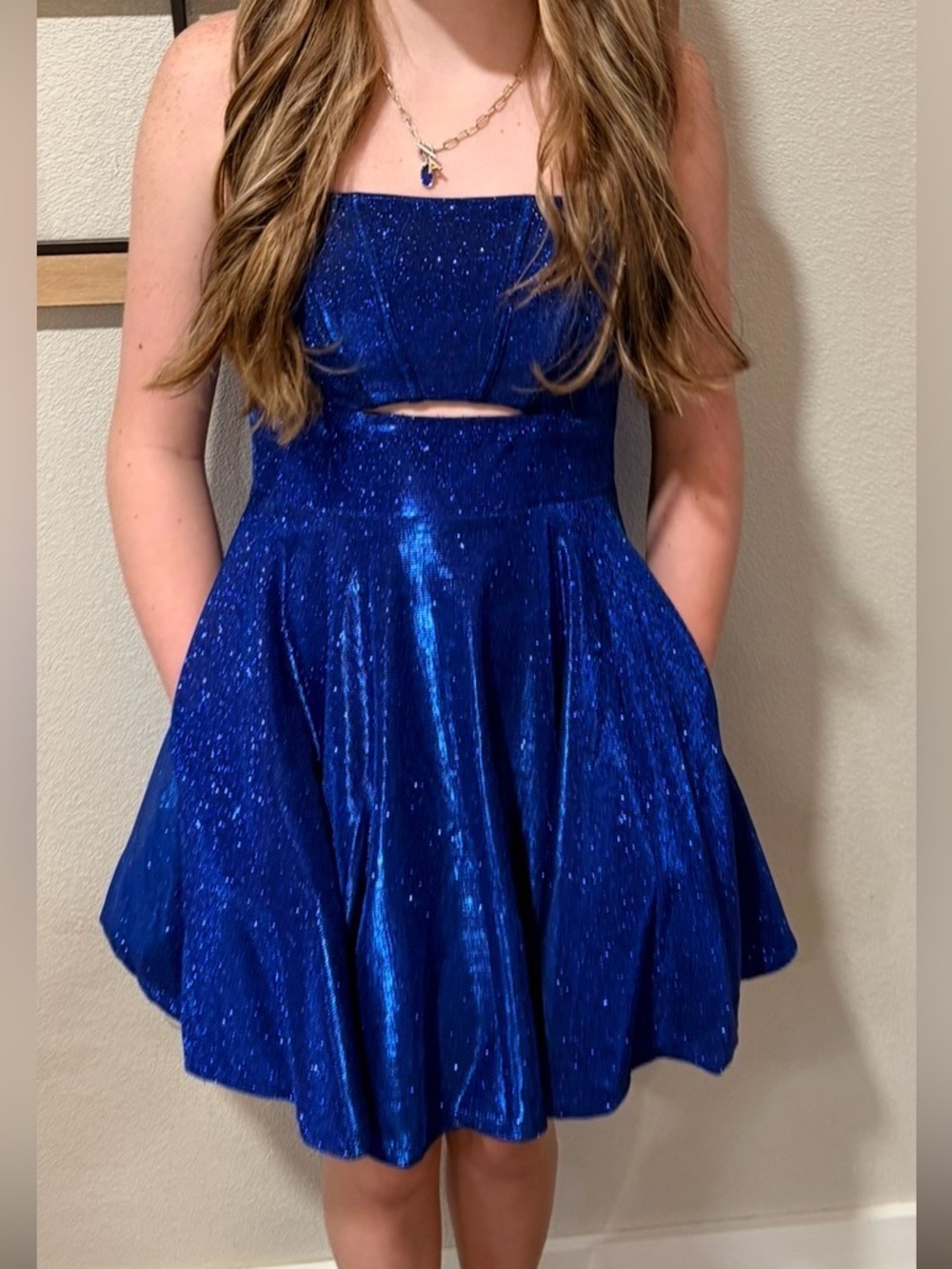 City Vibe Blue Sparkle Homecoming/Party Dress